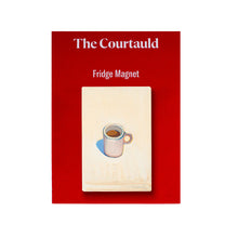 Load image into Gallery viewer, Fridge magnet packaging with 'The Courtauld' branding on a red background
