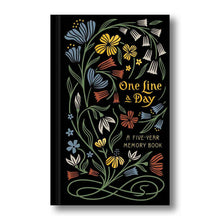 Load image into Gallery viewer, Book titled 'One Line a Day' with floral design on a black background
