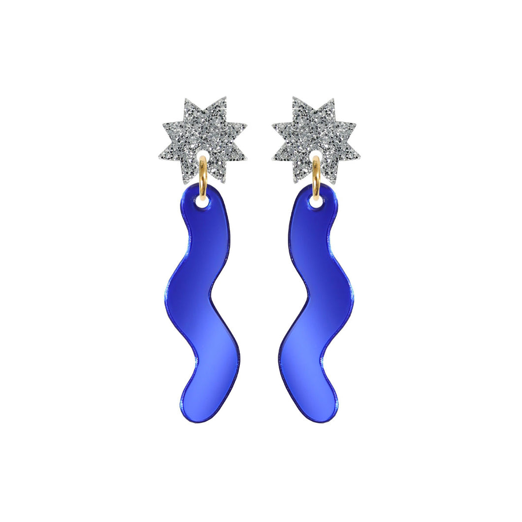 Squiggle Spark Drop Earrings Blue