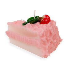 Load image into Gallery viewer, Candle Shaped like a Pink cake with cherries on a white background