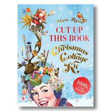 Load image into Gallery viewer, Book cover with festive design featuring Santa Claus, reindeer, and decorative elements on a blue background.