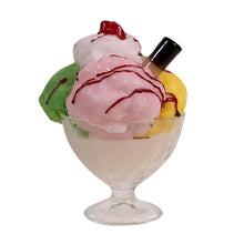 Load image into Gallery viewer, Candle shaped as a glass bowl with colorful ice cream and a cherry on top against a white background