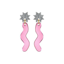 Load image into Gallery viewer, Squiggle Spark Drop Earrings Pink
