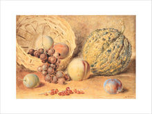 Load image into Gallery viewer, William Henry Hunt, Basket with melon, peaches, grapes and plums