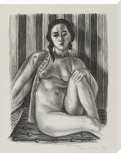 Load image into Gallery viewer, Seated nude woman, with tulle blouse