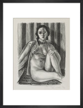 Load image into Gallery viewer, Seated nude woman, with tulle blouse