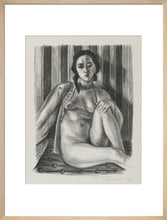 Load image into Gallery viewer, Seated nude woman, with tulle blouse