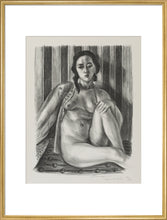 Load image into Gallery viewer, Seated nude woman, with tulle blouse