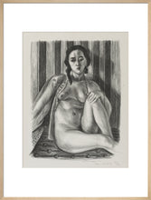 Load image into Gallery viewer, Seated nude woman, with tulle blouse