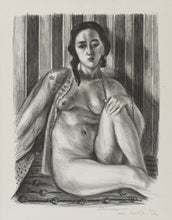 Load image into Gallery viewer, Seated nude woman, with tulle blouse