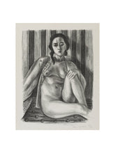 Load image into Gallery viewer, Seated nude woman, with tulle blouse
