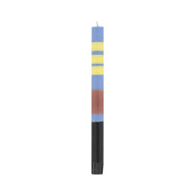 Load image into Gallery viewer, Striped Light Blue Yellow Dinner Candle