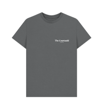 Load image into Gallery viewer, Slate Grey Unisex Small White Logo T-Shirt
