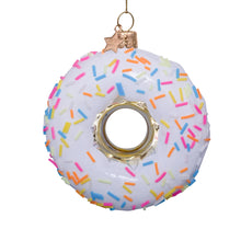 Load image into Gallery viewer, Ornament Glass White Donut with Sprinkles
