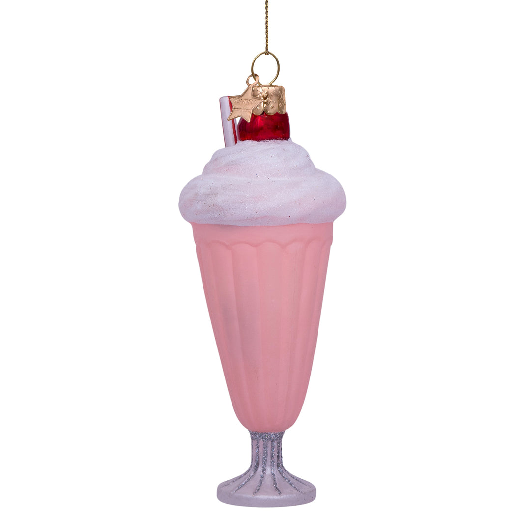 Ornament Glass Pink Milkshake