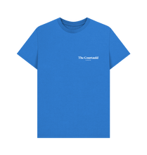 Load image into Gallery viewer, Bright Blue Unisex Small White Logo T-Shirt
