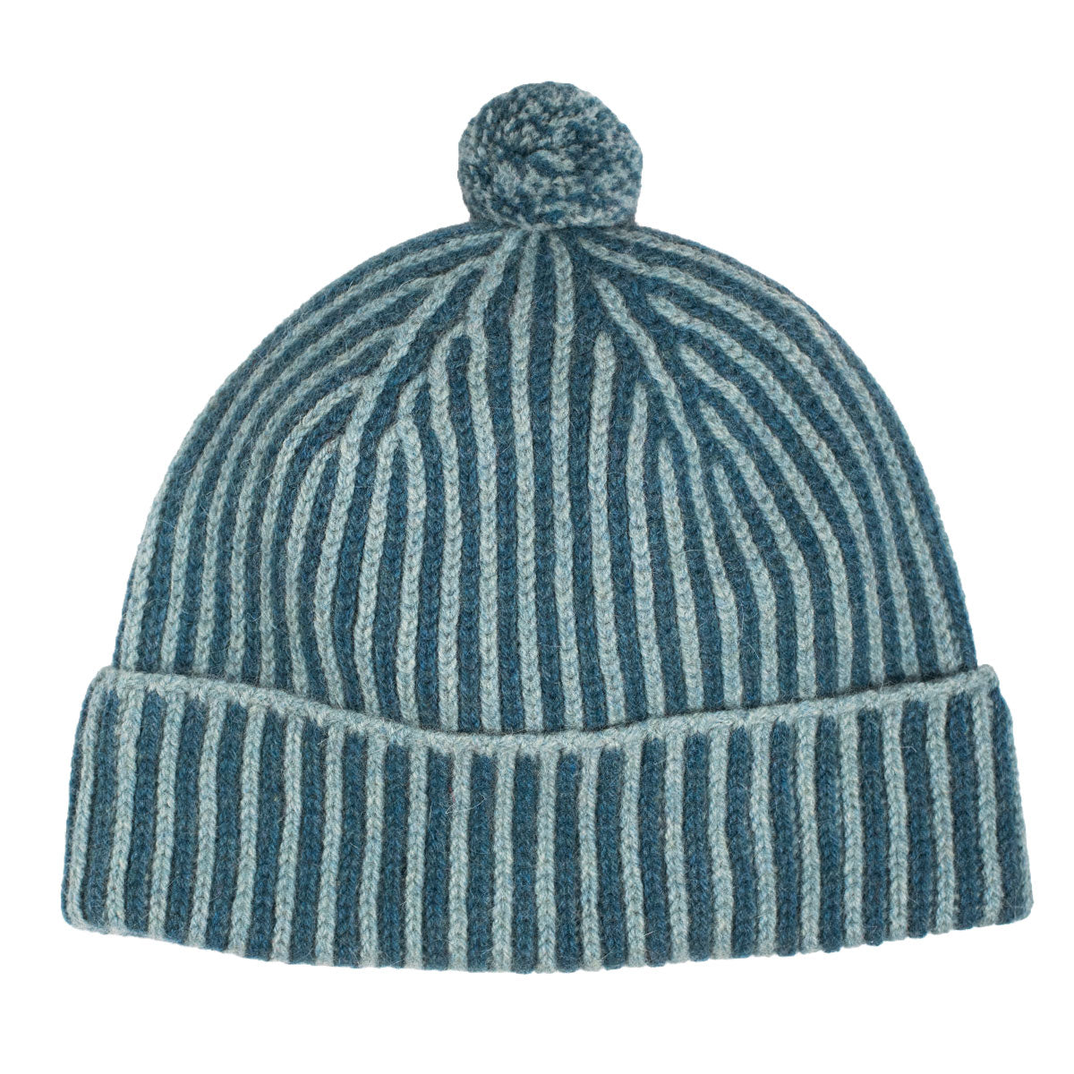 Stripe Pom Pom Beanie Teal Aqua