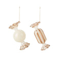 Two candy-themed hanging decorations on a white background