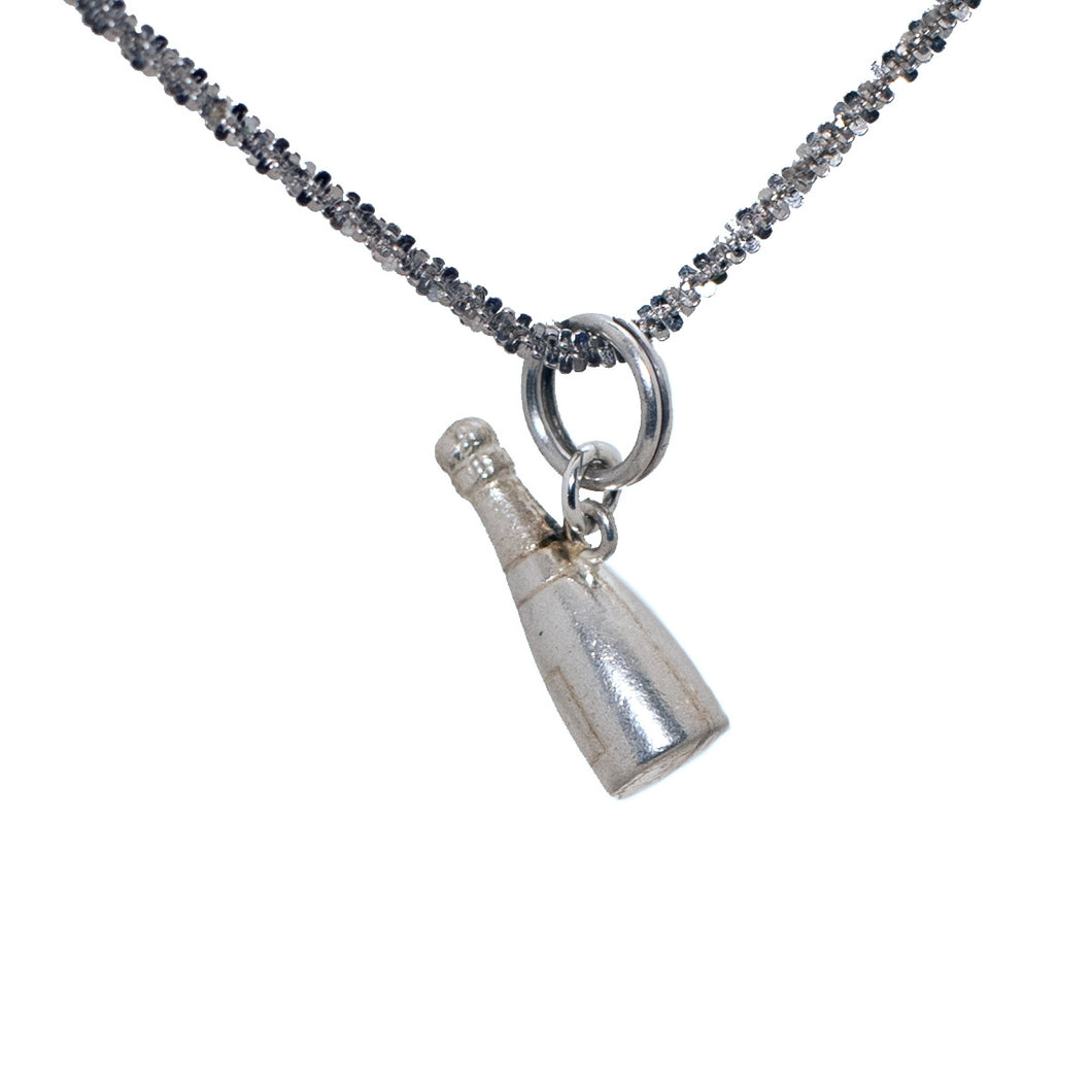 Vintage Silver Champagne Bottle Charm