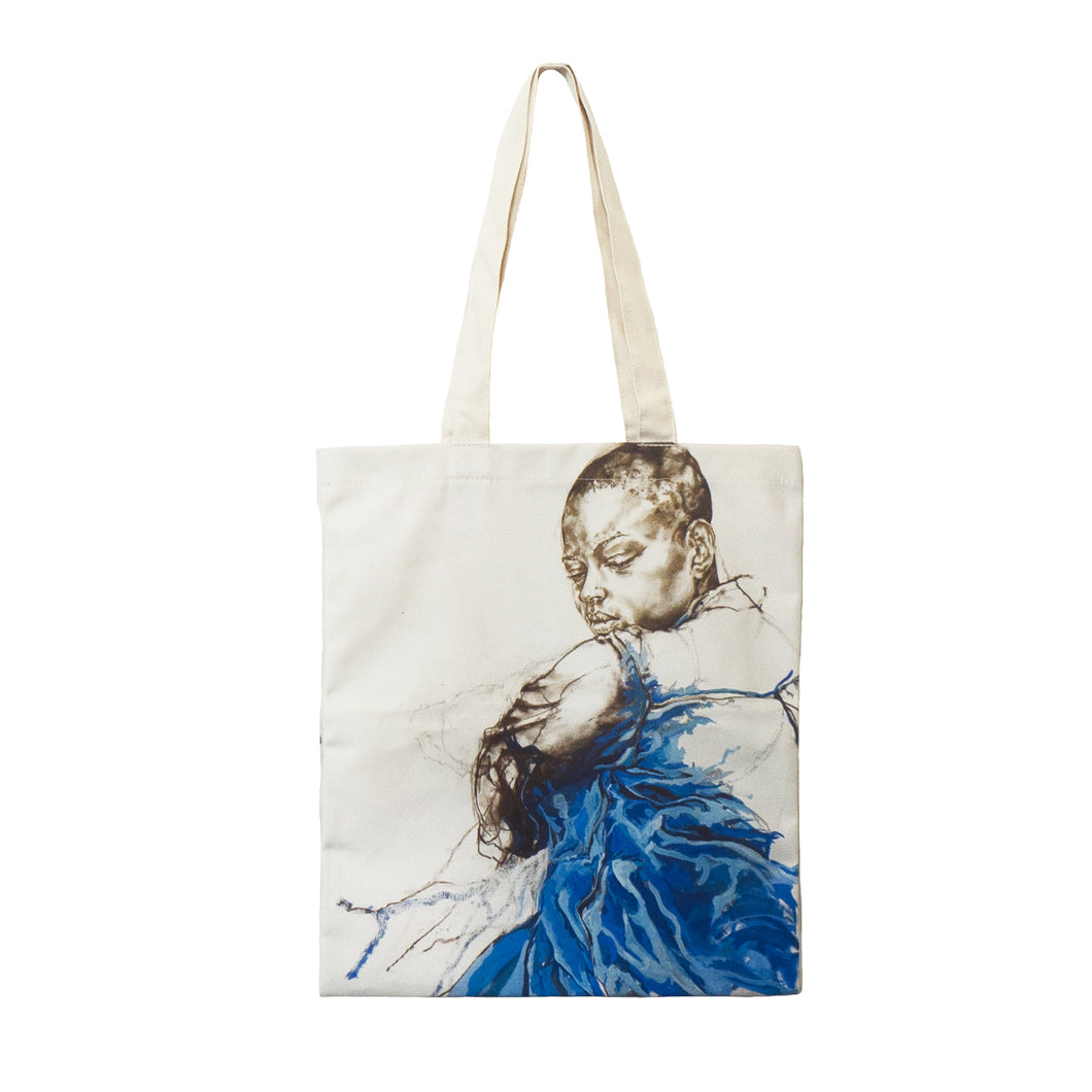Claudette Johnson Figure in Blue Tote Bag