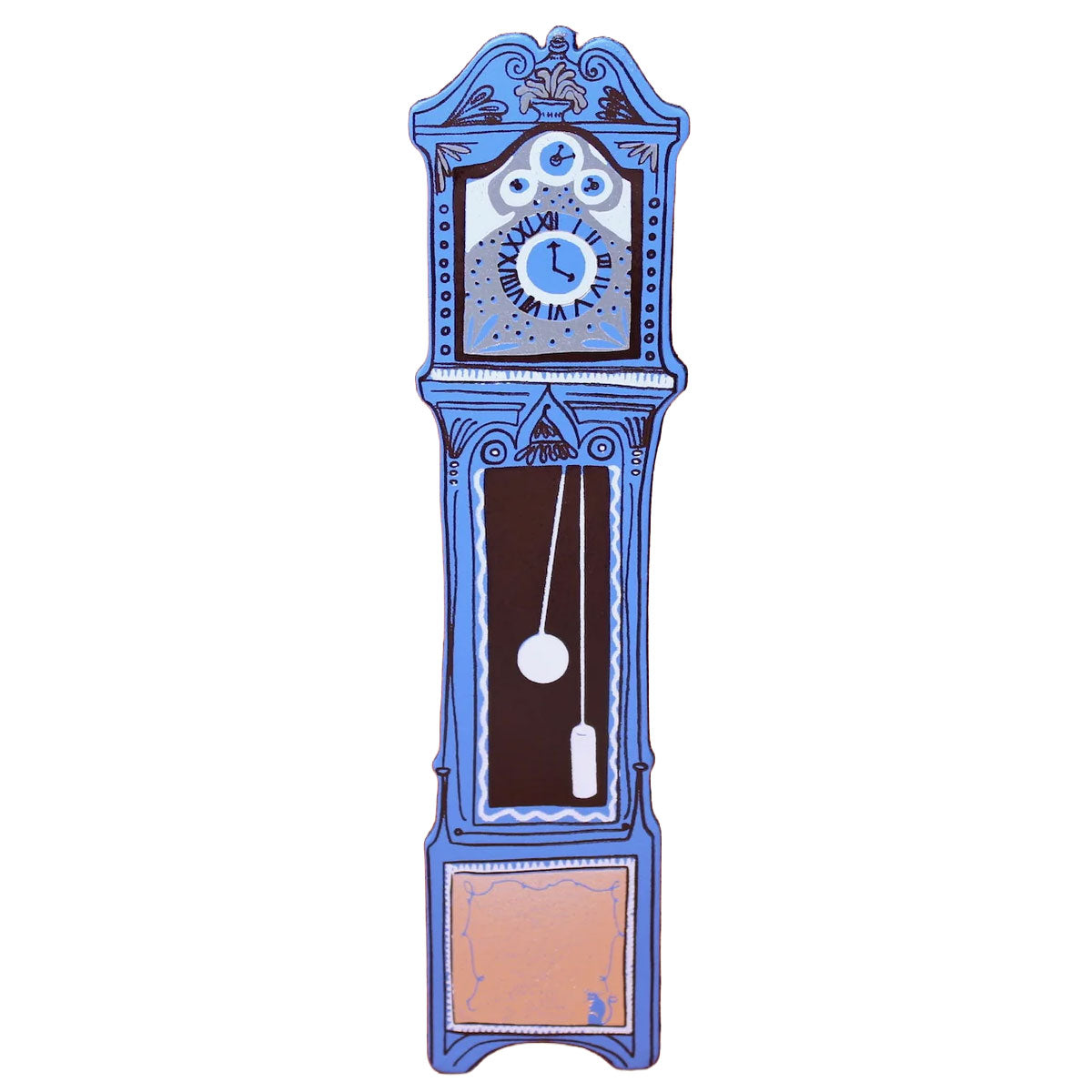 Leather Bookmark Grandfather Clock Cornflower Blue