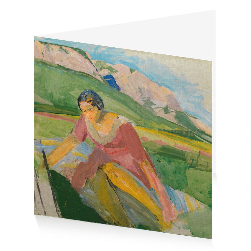 Greetings Card Wiegele Young Woman Landscape