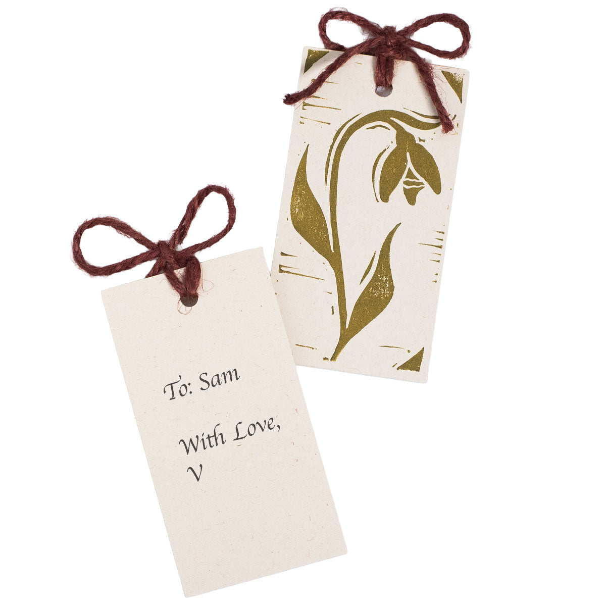 Gift Tags Snowdrops Lino Print