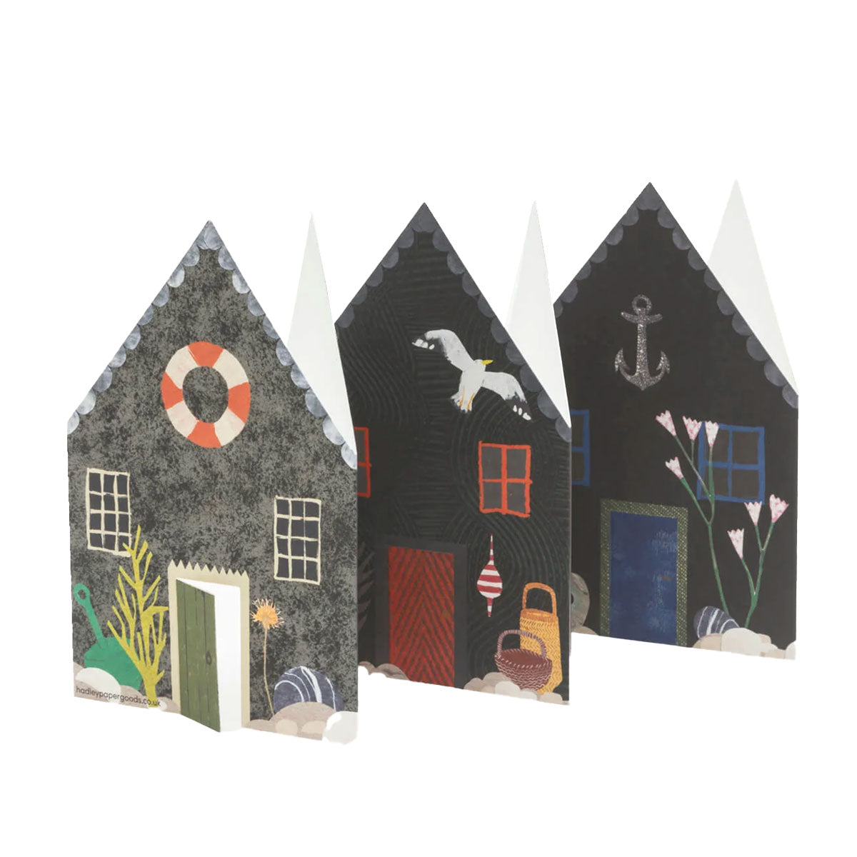 Greetings Card Concertina Fisherman Huts