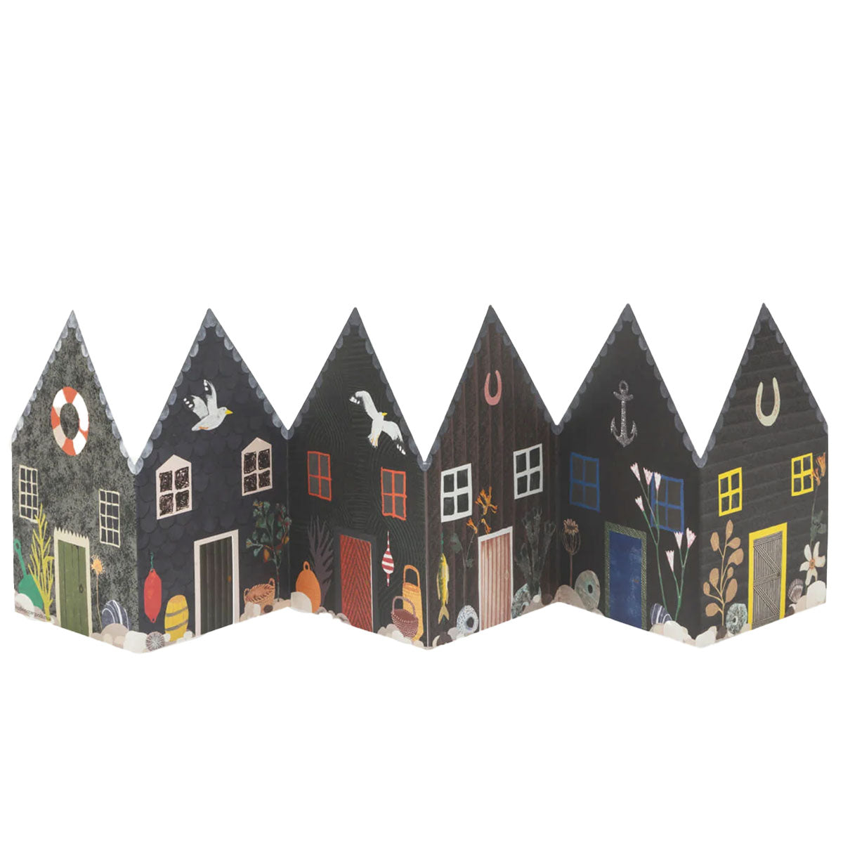 Greetings Card Concertina Fisherman Huts