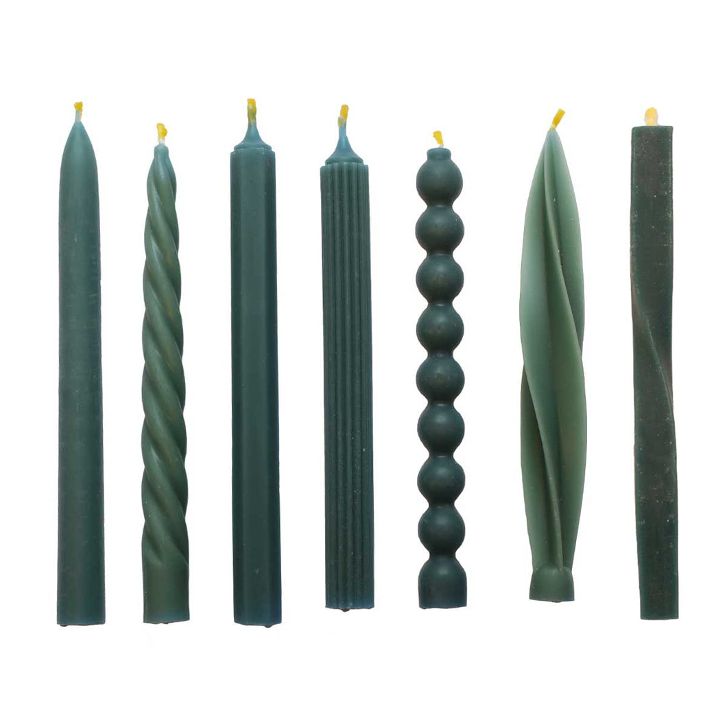 Beeswax Sea Blue Dinner Candle Assorted