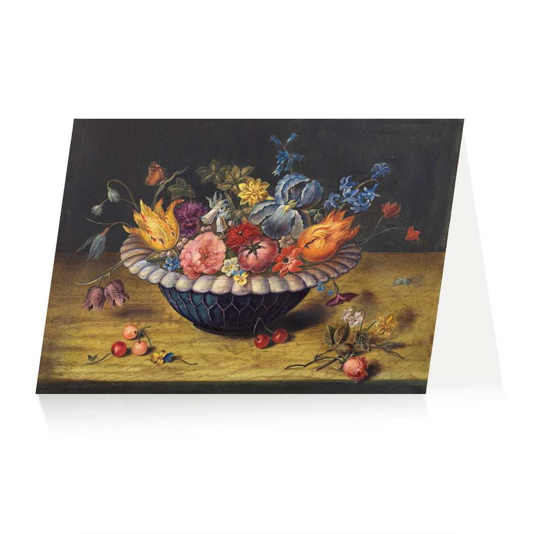 Greetings Card Marrel Bowl of Flowers