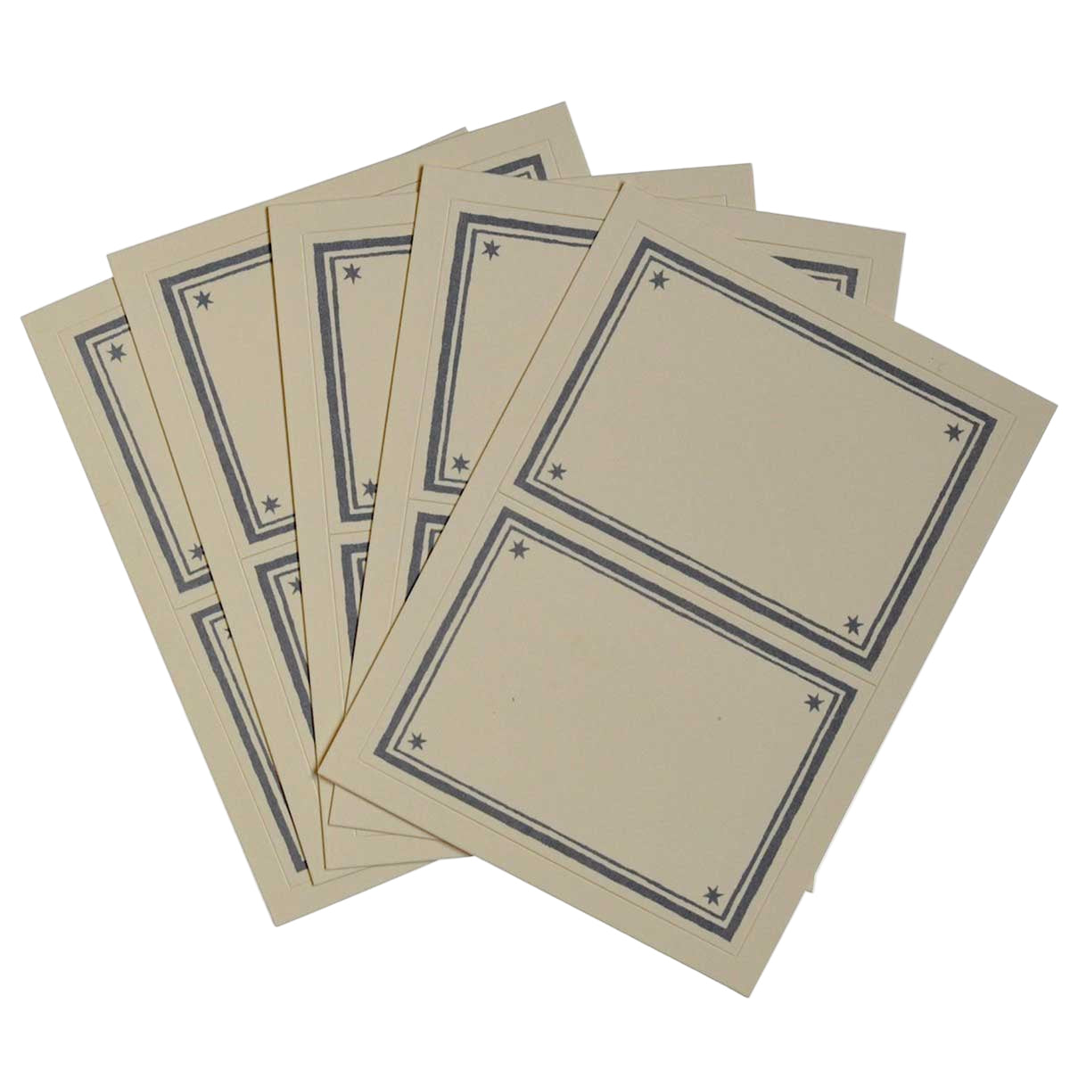 Set of beige cards with decorative borders on a white background