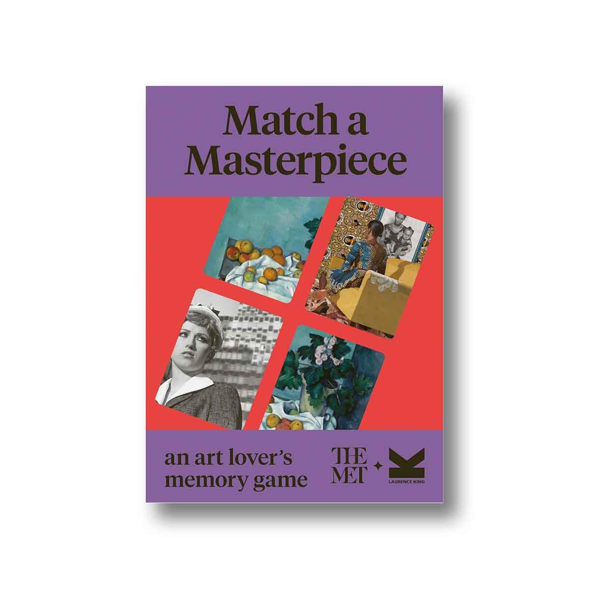 Game cover of 'Match a Masterpiece' with art images and purple text on a red background