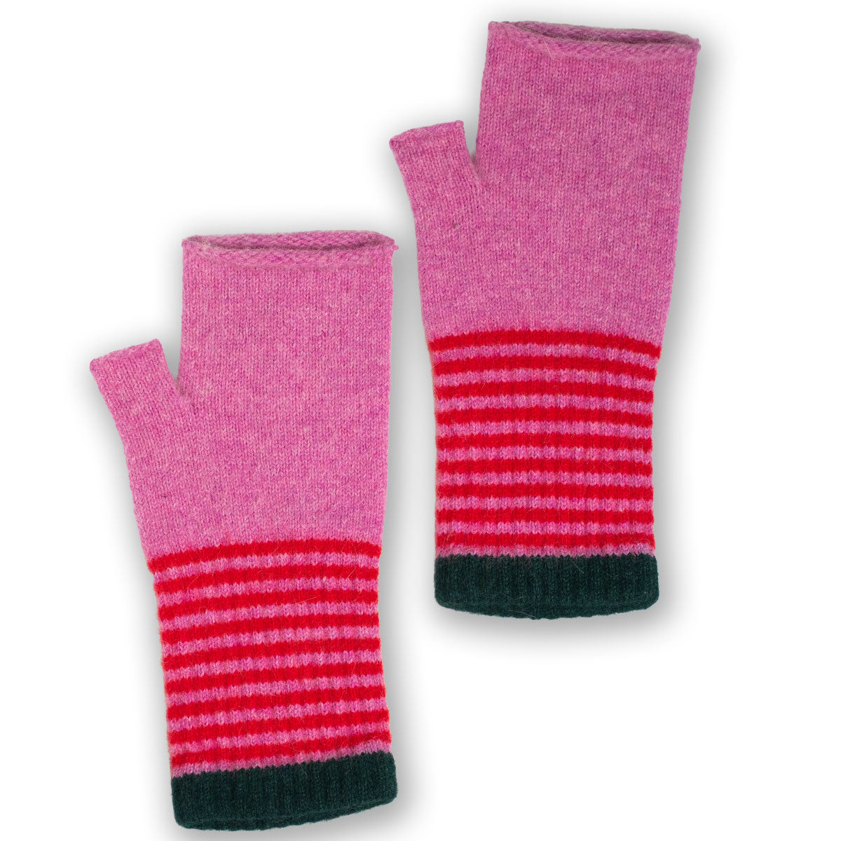 Fingerless Mittens Pink Red