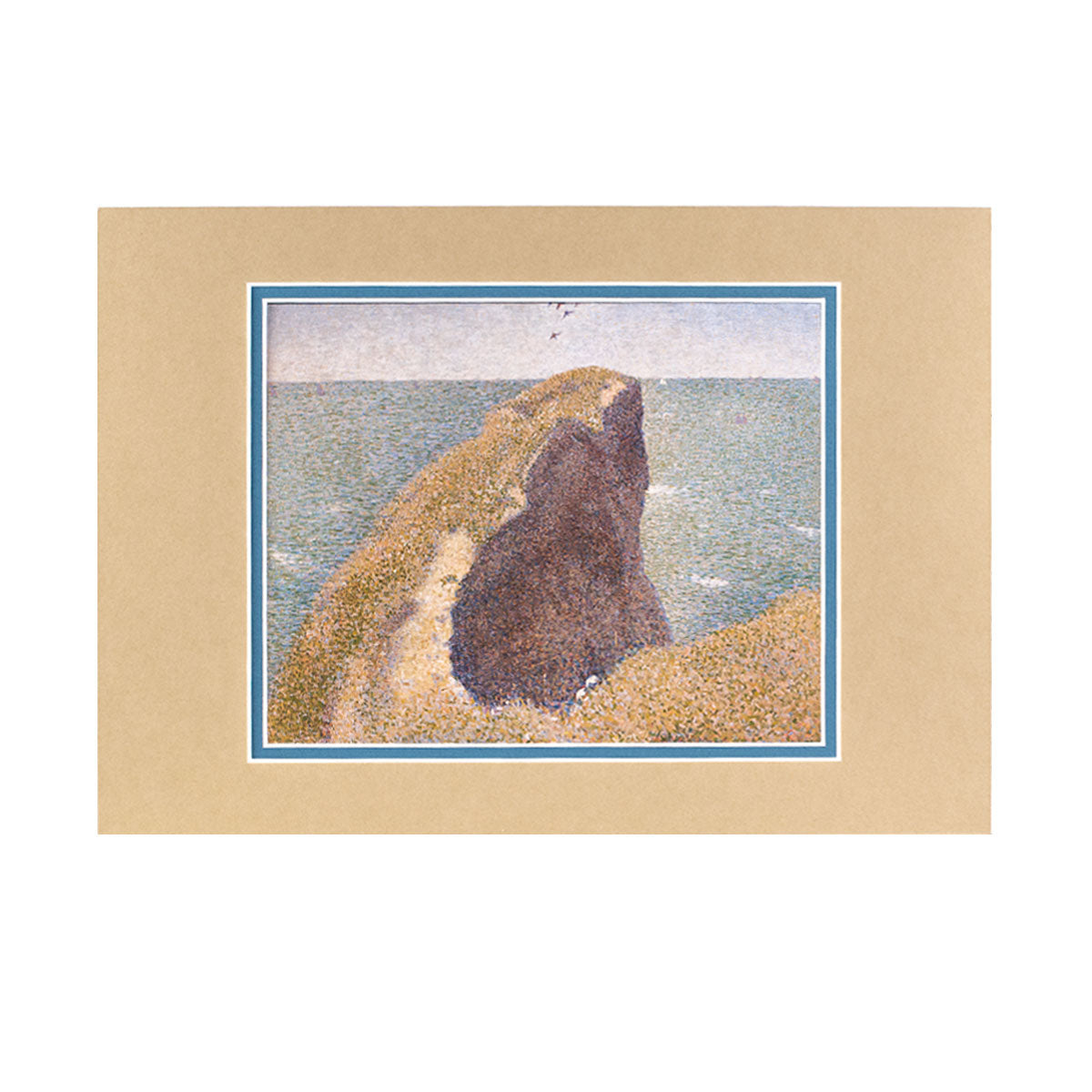 Double Mounted Print A4 Seurat Le Bec du Hoc, Grandcamp