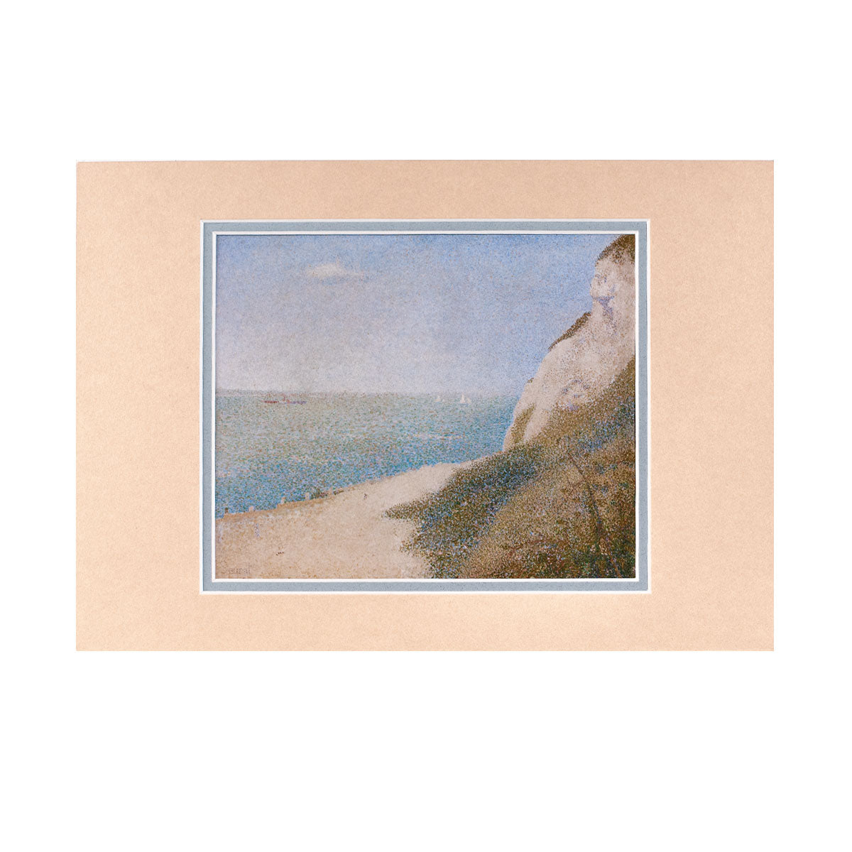 Double Mounted Print A4 Seurat The Shore at Bas-Butin (Honfleur)