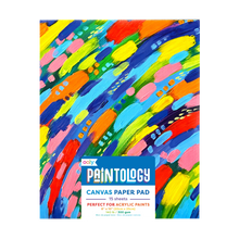 Load image into Gallery viewer, Colorful abstract design on a canvas paper pad packaging with &#39;Ooly Paintology&#39; branding.
