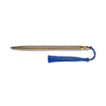 Gold pen with a blue tassel on a white background