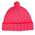 Stripe Pom Pom Beanie Red Pink