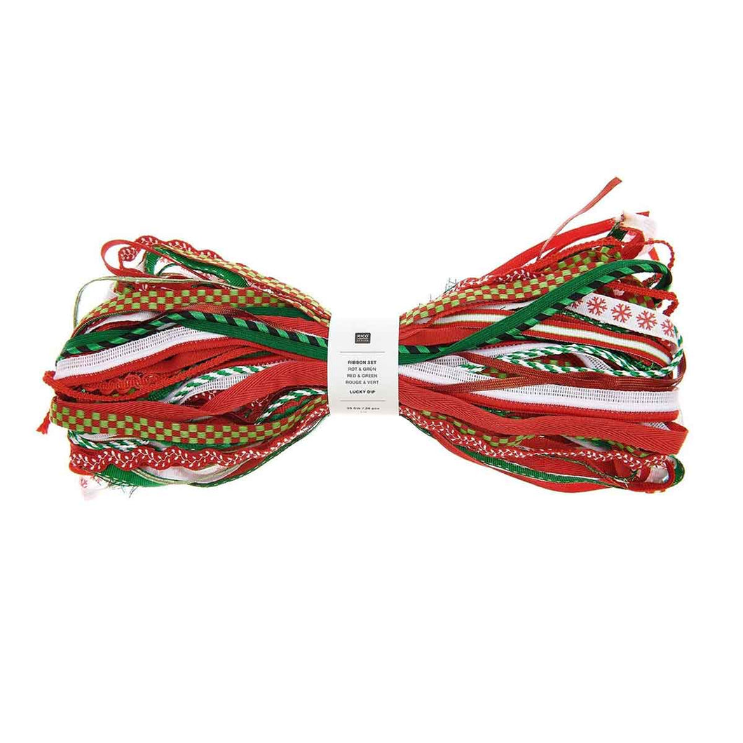 Ribbon Set Lucky Dip Green & Red