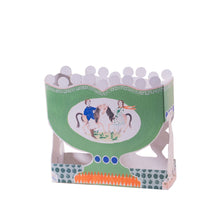 Load image into Gallery viewer, Decorative card with horse and rider illustration on a green background
