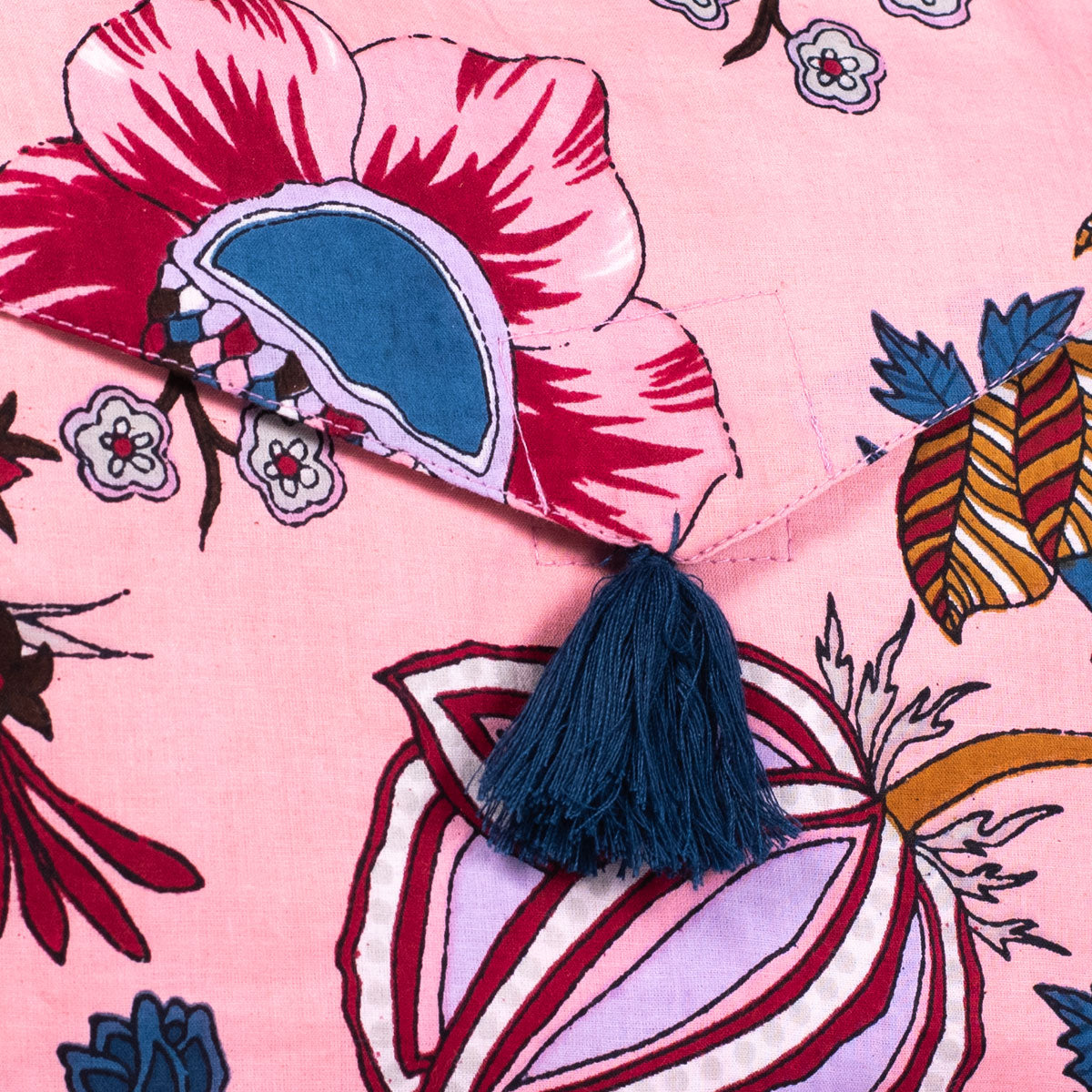 Cotton Robe Pink Leaves