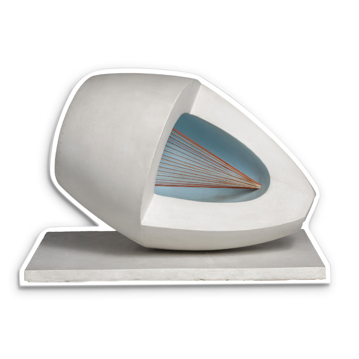 Cut out Postcard Sculpture with Colour (Oval Form) Pale Blue and Red