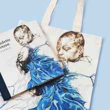 Load image into Gallery viewer, Claudette Johnson Figure in Blue Tote Bag
