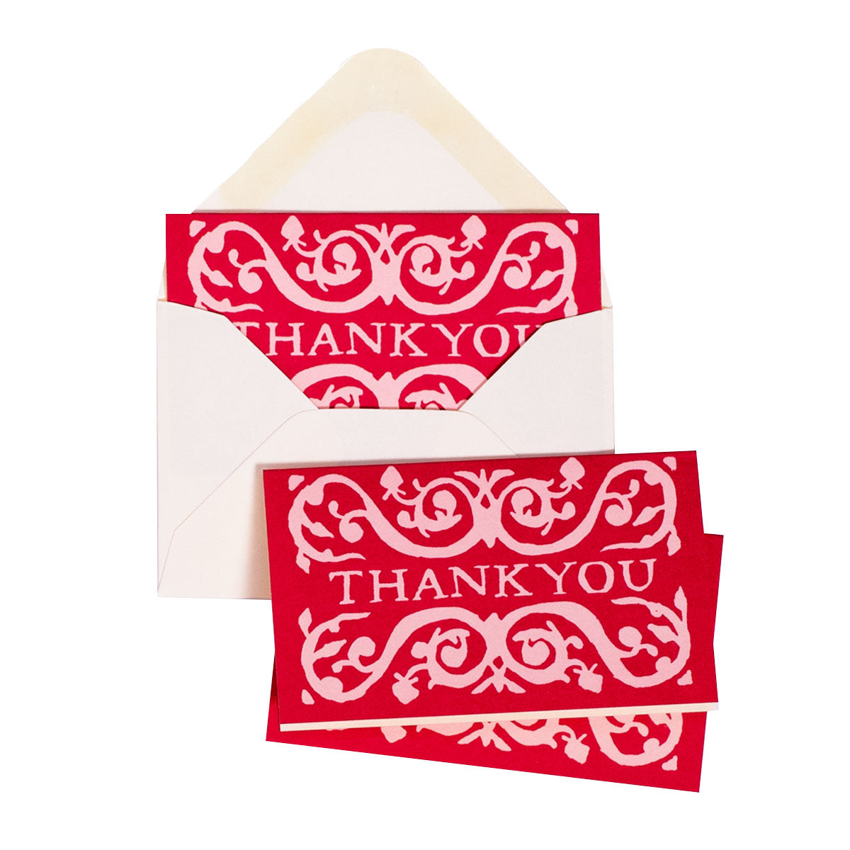 Pack of Arabesque Thank You Gift Cards Pink and Raspberry