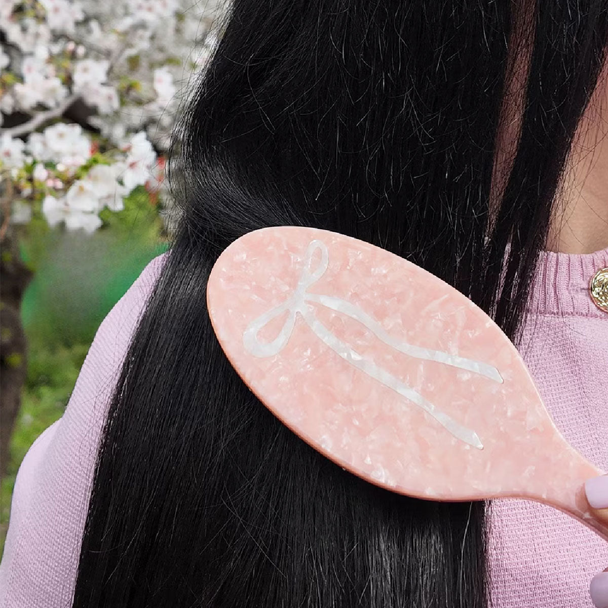 Hair Brush Pink Ballet Bow