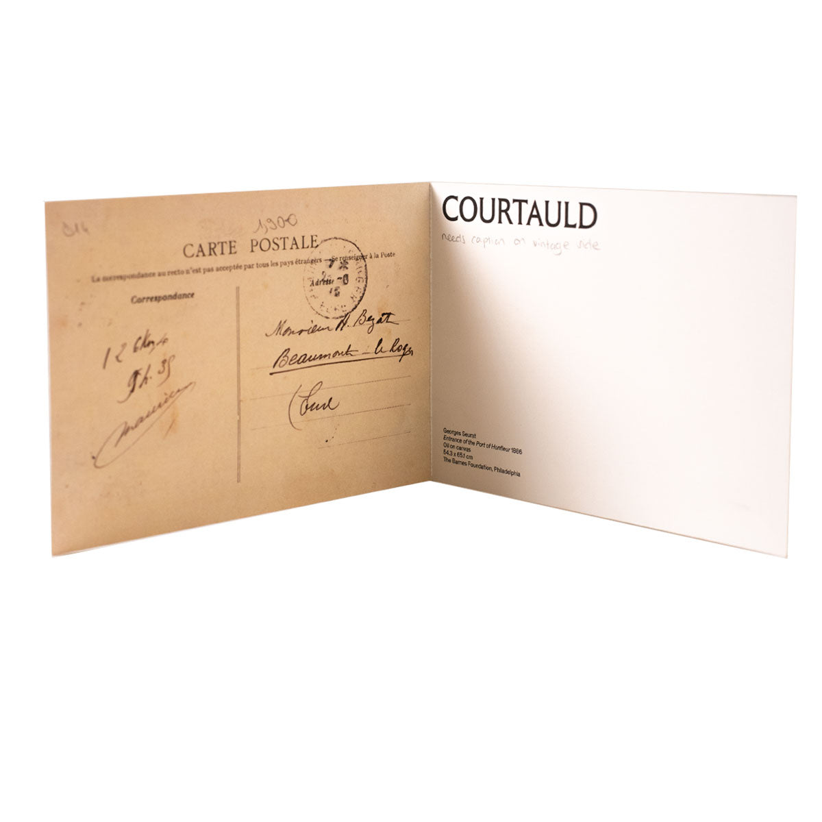 Double Postcard Seurat Entrance of the Port of Honfleur