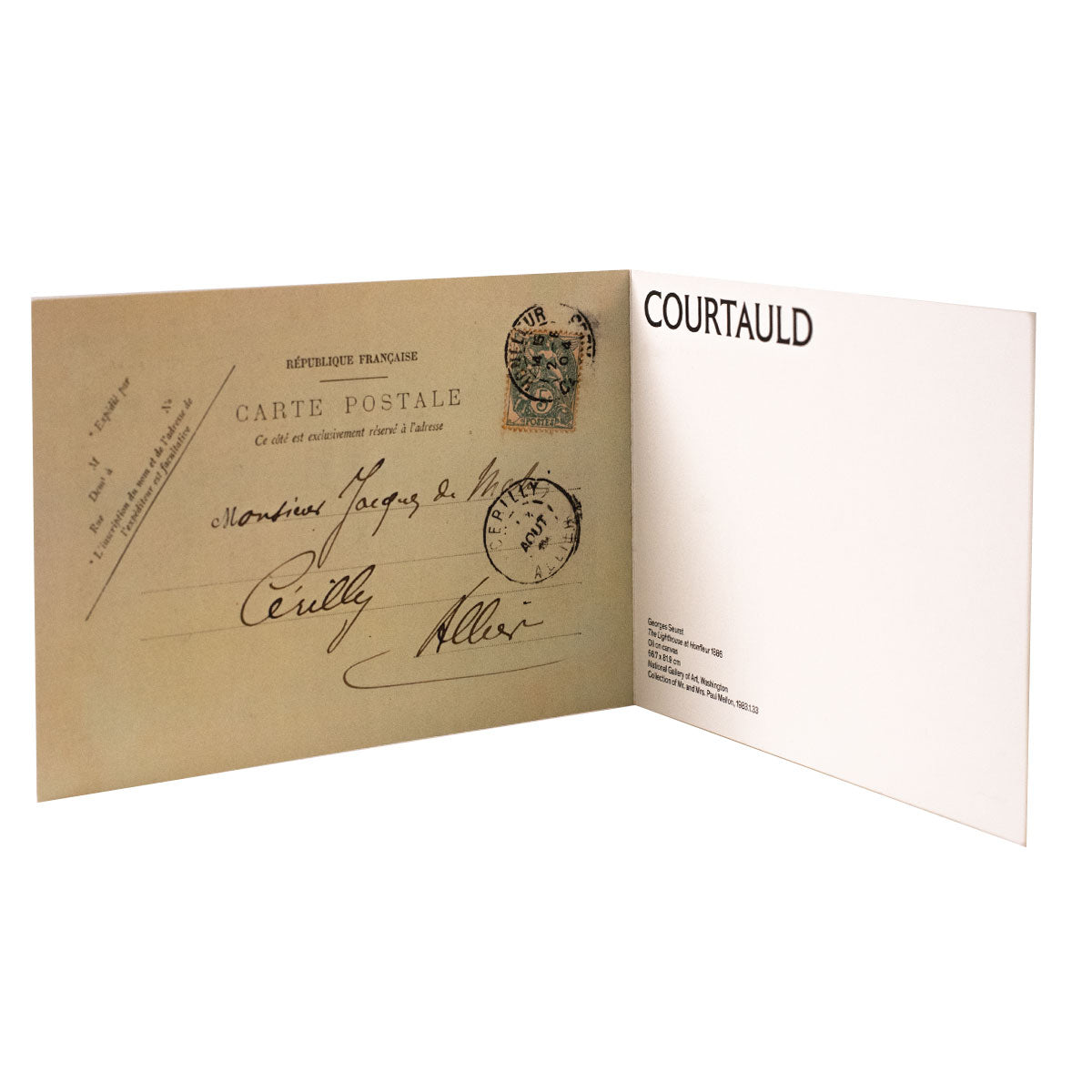 Double Postcard Seurat The Hospice and the Lighthouse at Honfleur