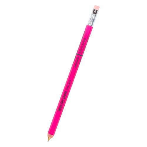Pink pencil with a silver cap on a white background