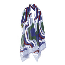 Load image into Gallery viewer, Scarf Blue Green Wiggle
